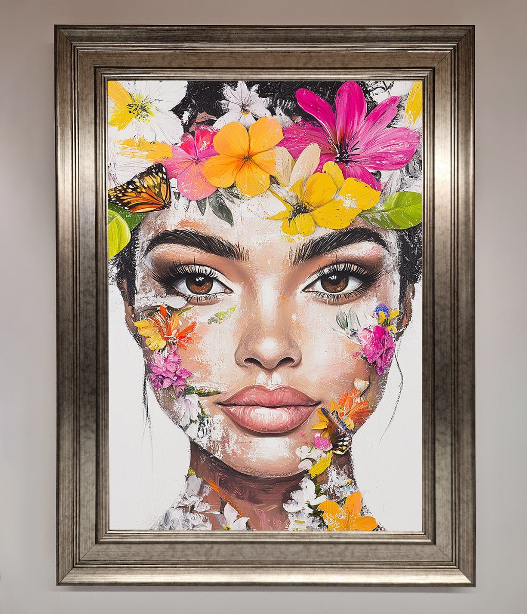 Floral Woman Face Framed Print - Zestio