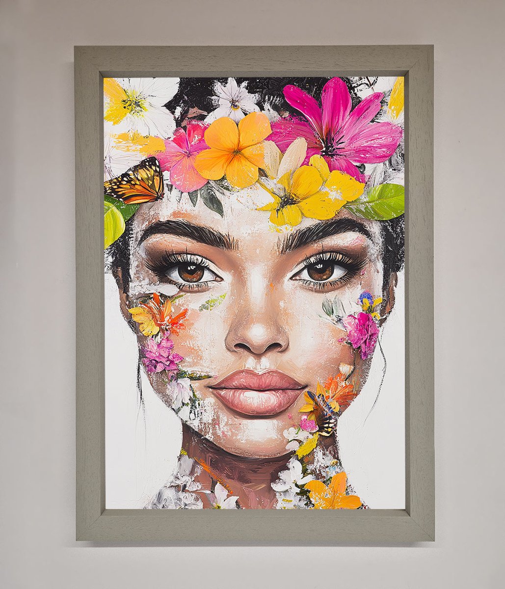 Floral Woman Face Framed Print - Zestio