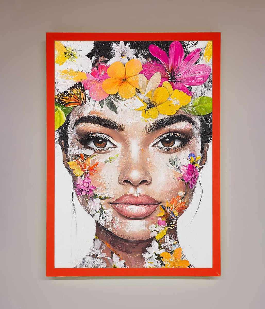 Floral Woman Face Framed Print - Zestio