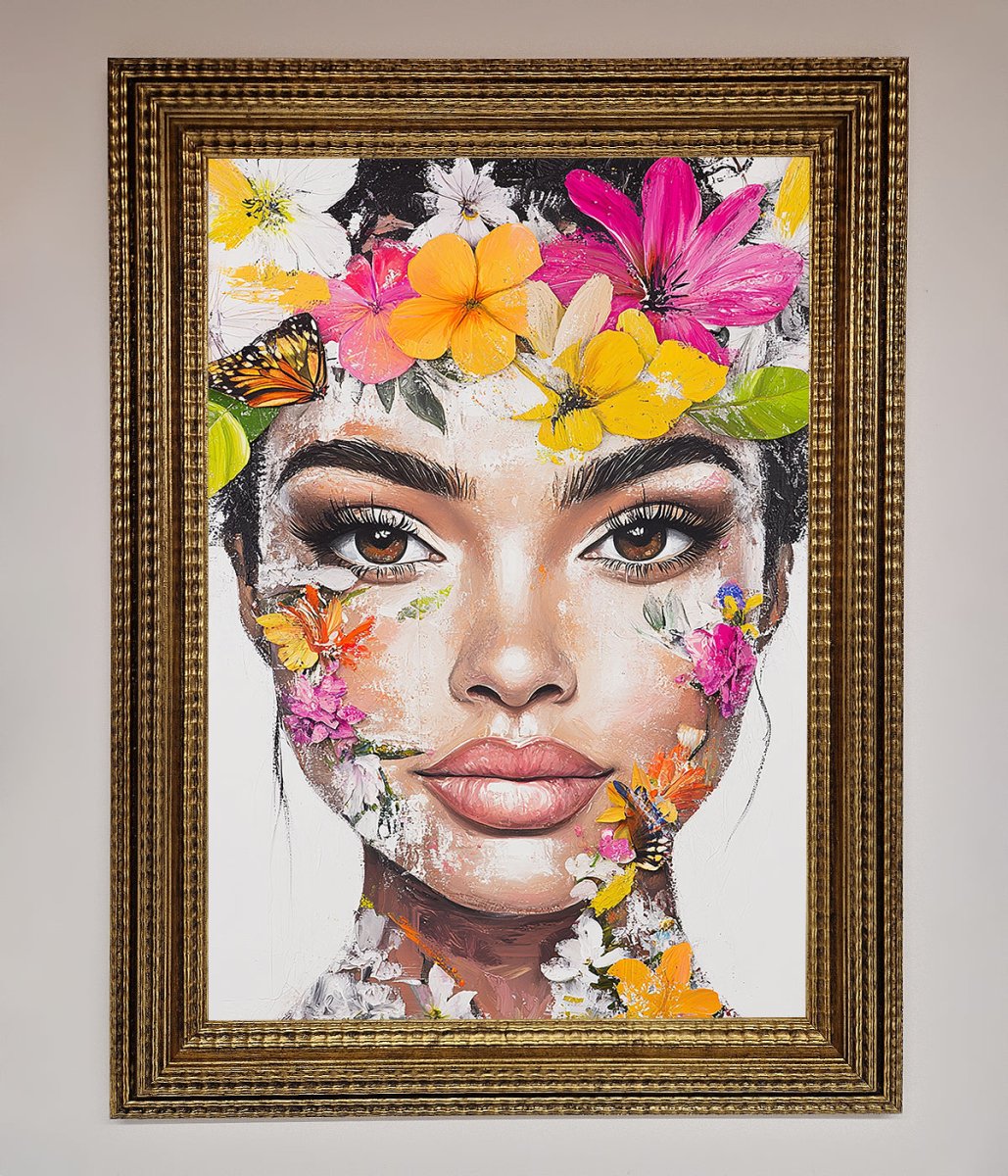 Floral Woman Face Framed Print - Zestio