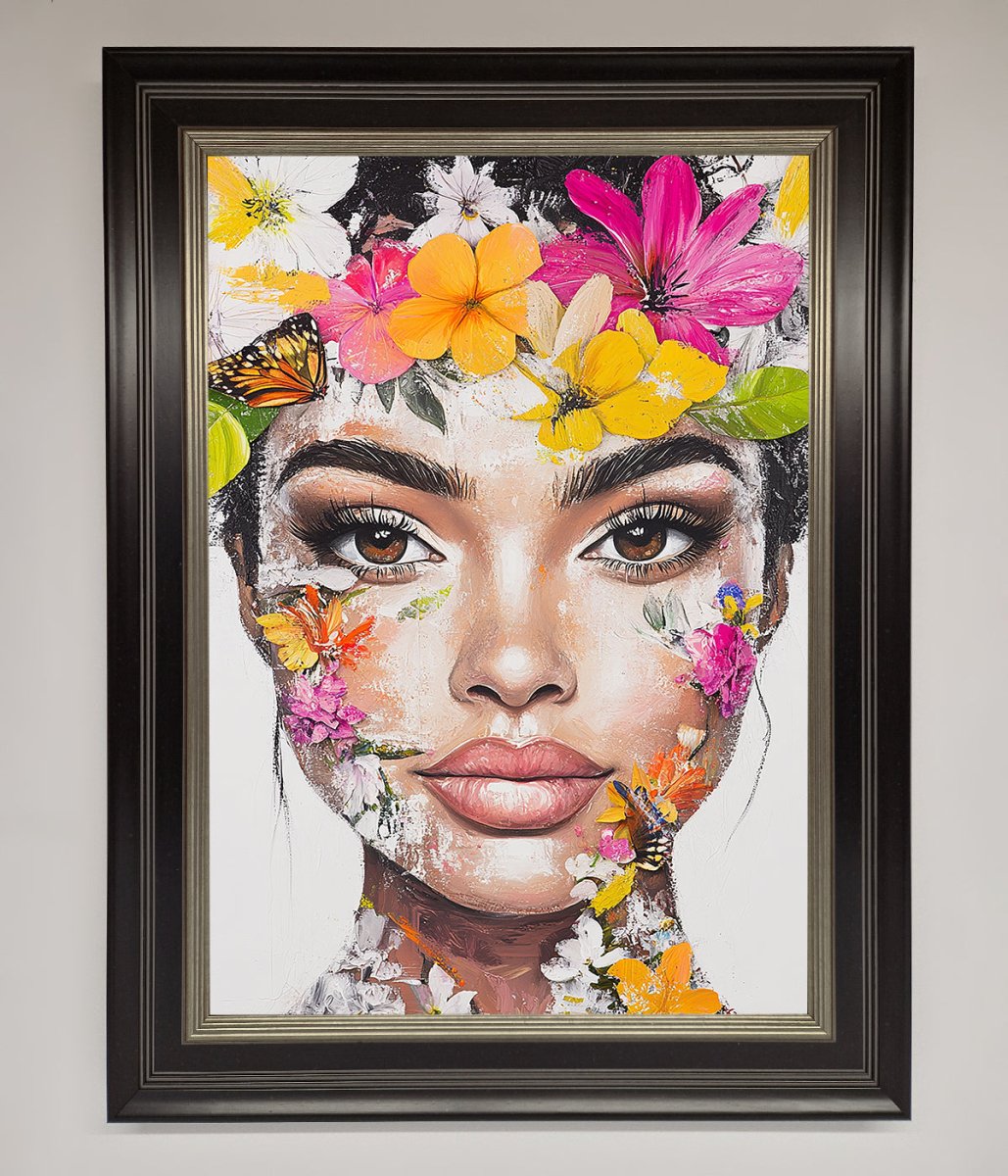 Floral Woman Face Framed Print - Zestio