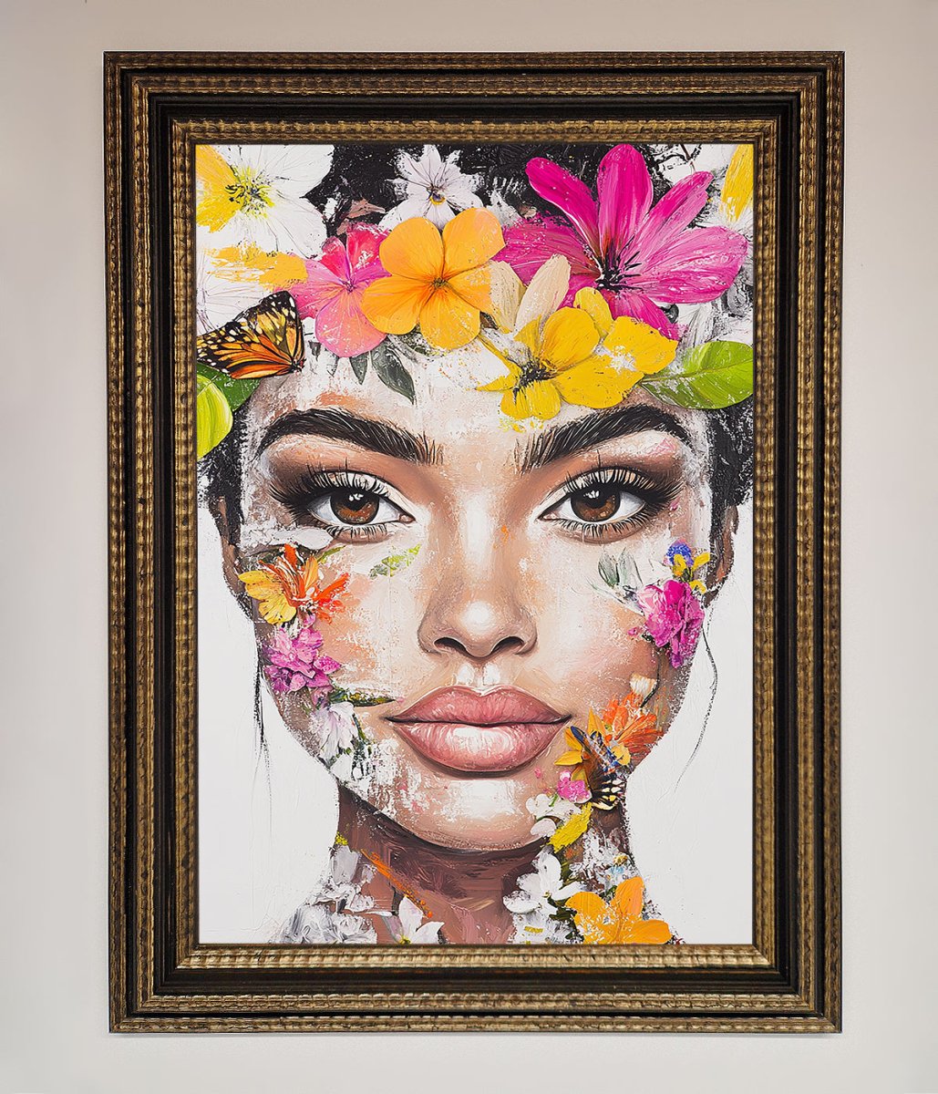 Floral Woman Face Framed Print - Zestio