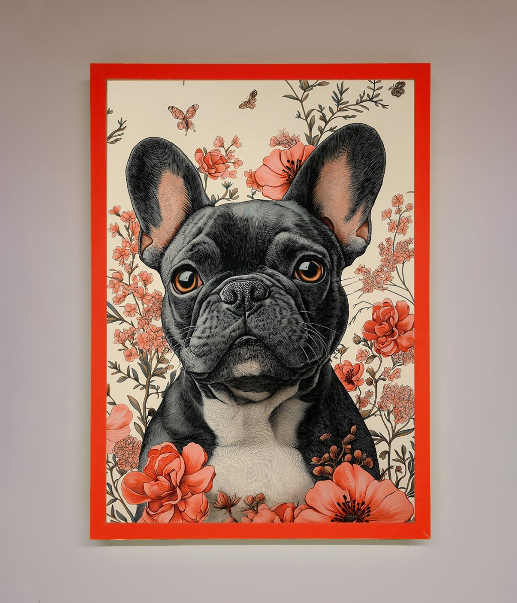 French Bulldog In Flowers Framed Print - Zestio
