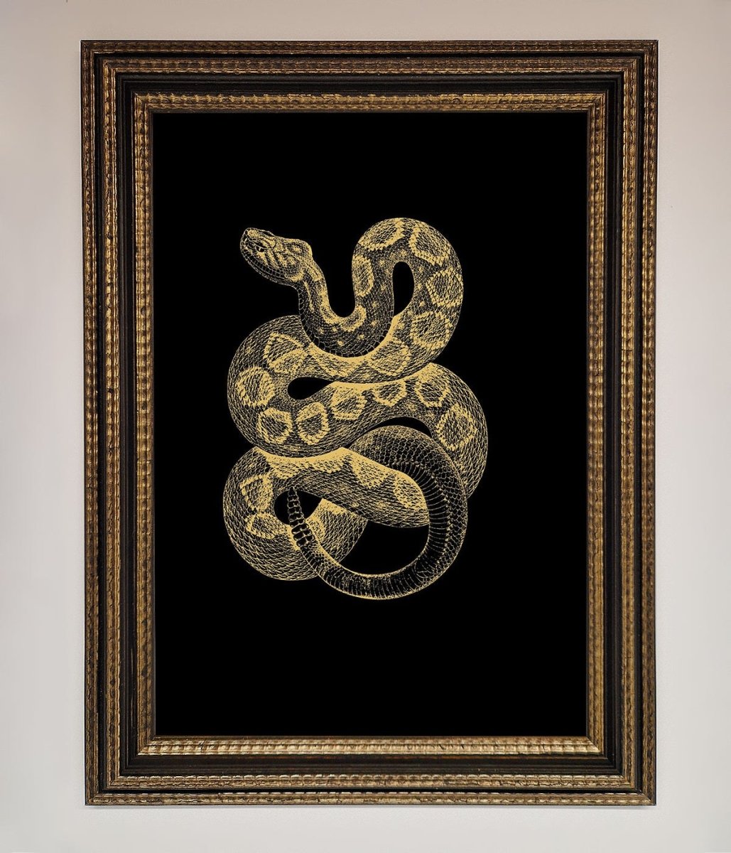 Golden Serpent Framed Wall Art - Zestio