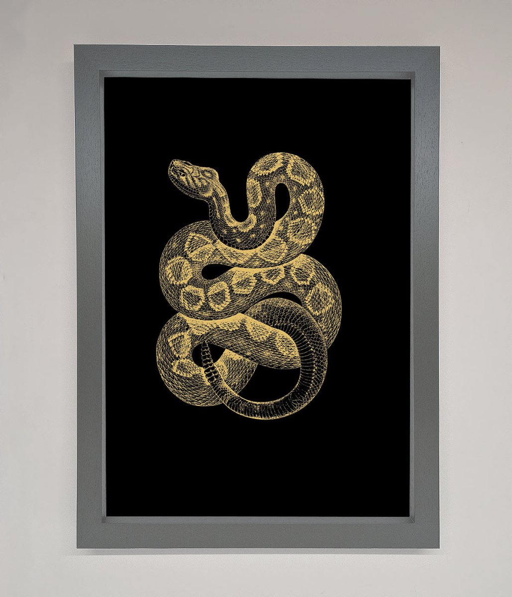 Golden Serpent Framed Wall Art - Zestio