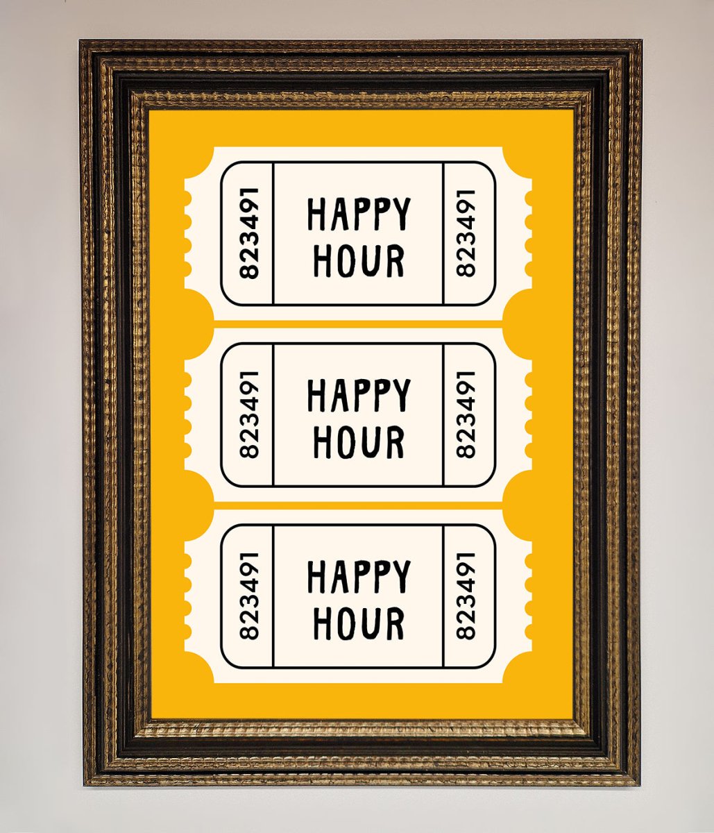 Happy Hour Mustard Framed Wall Art - Zestio