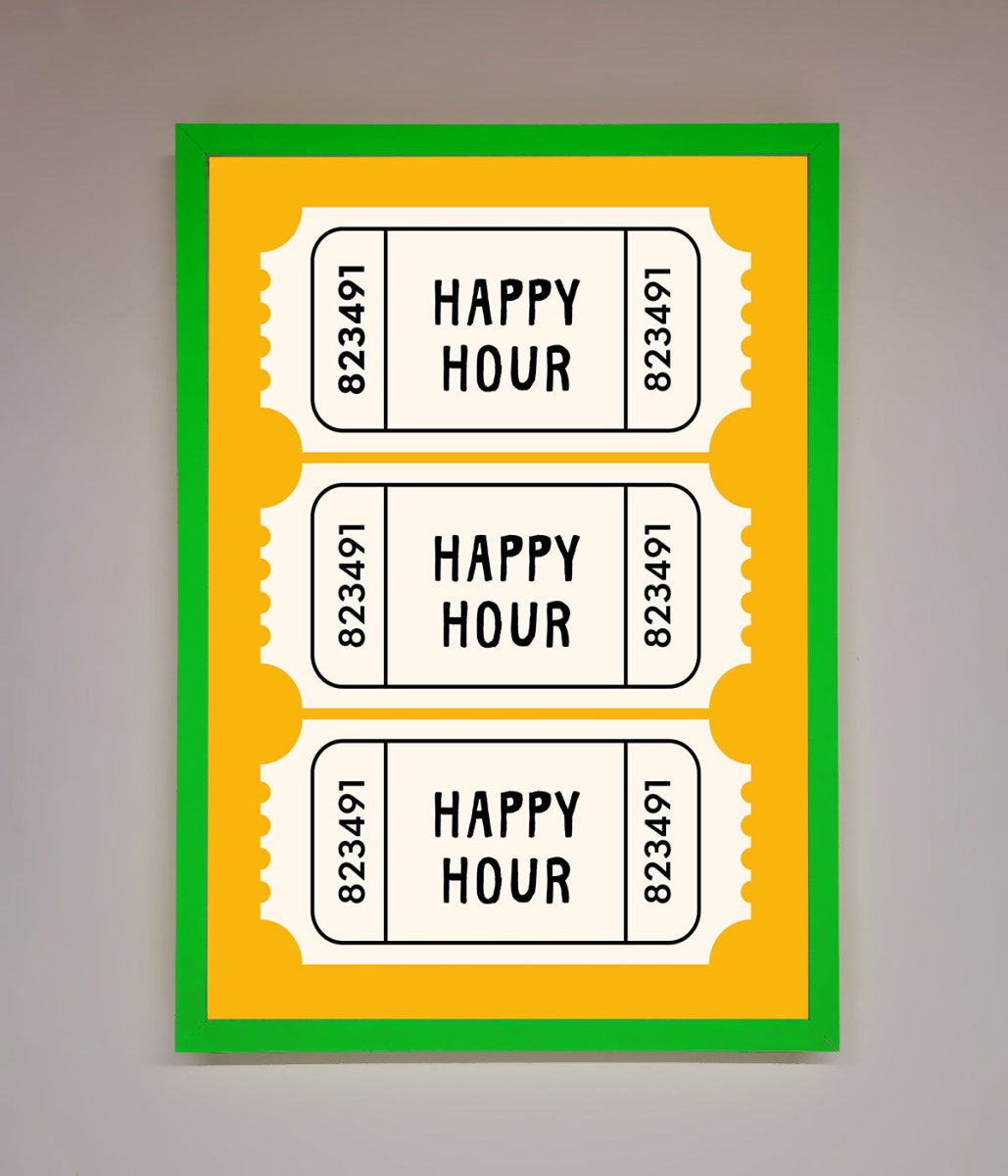 Happy Hour Mustard Framed Wall Art - Zestio
