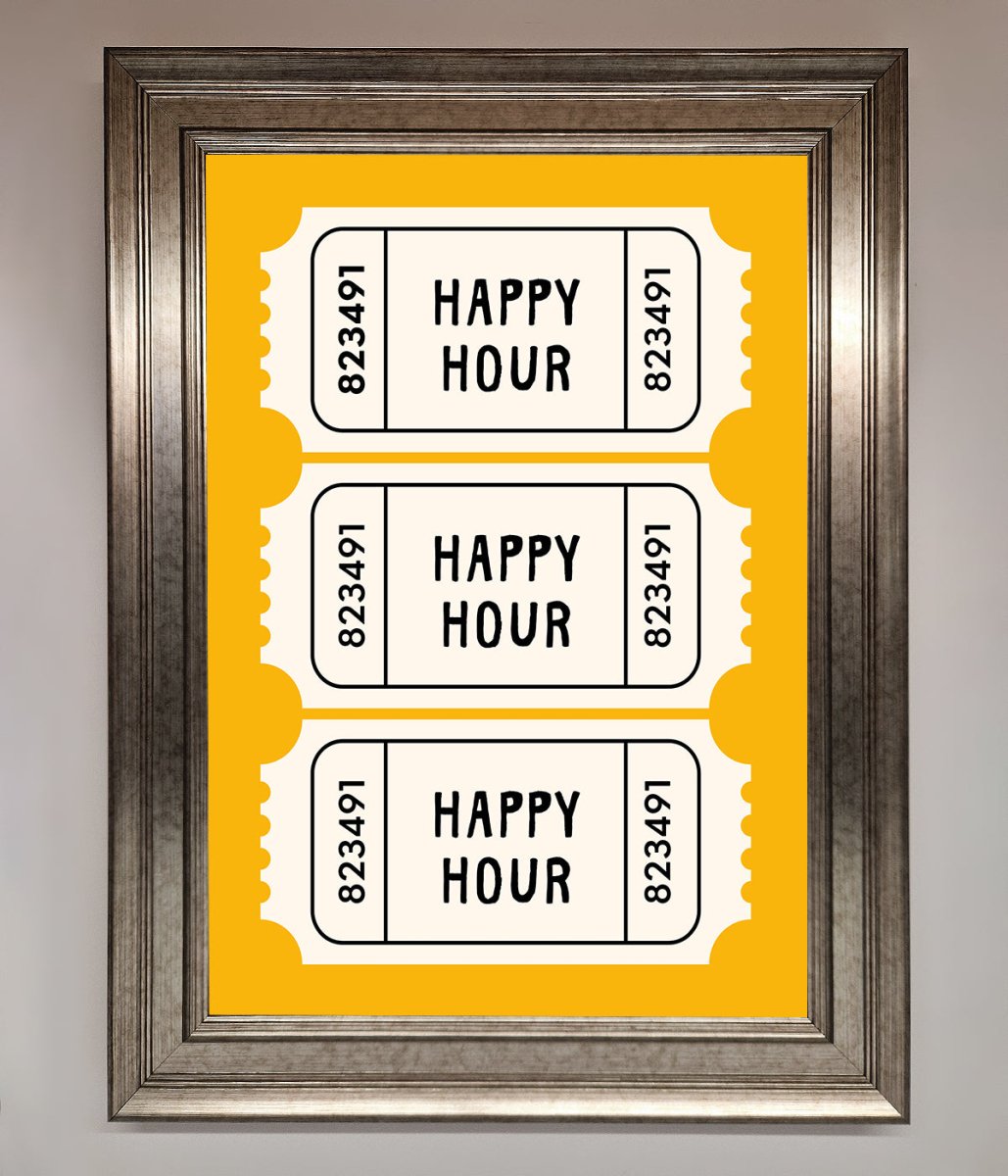 Happy Hour Mustard Framed Wall Art - Zestio