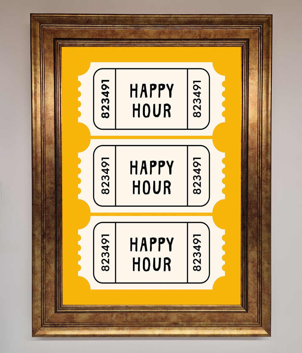 Happy Hour Mustard Framed Wall Art - Zestio