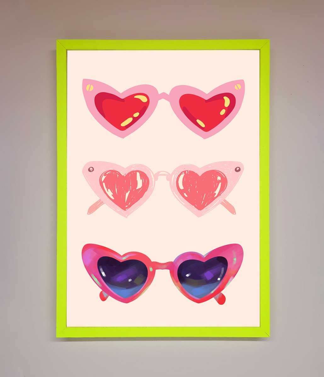 Heart Sunglasses Framed Poster - Zestio