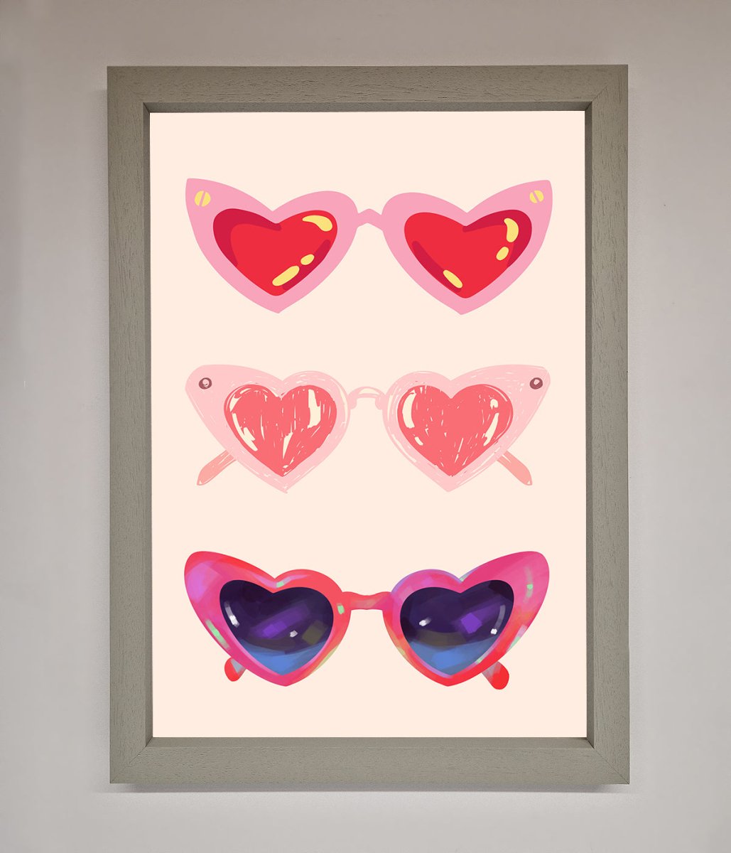 Heart Sunglasses Framed Poster - Zestio