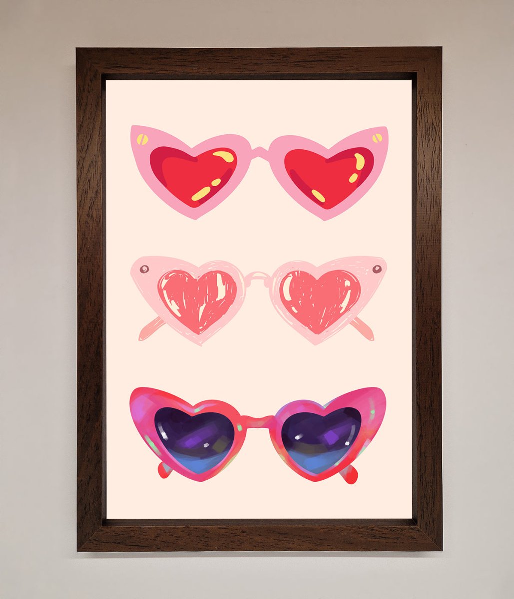 Heart Sunglasses Framed Poster - Zestio