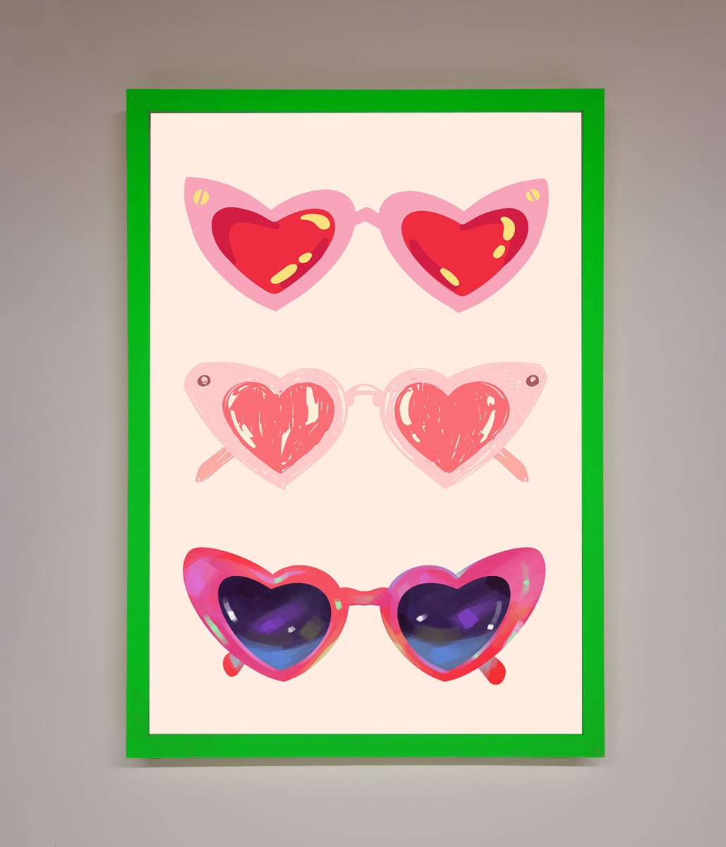Heart Sunglasses Framed Poster - Zestio