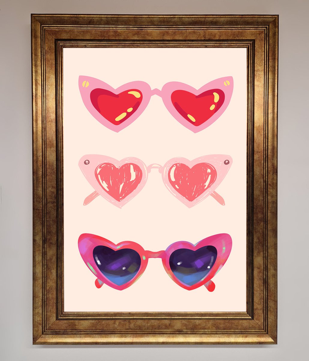 Heart Sunglasses Framed Poster - Zestio