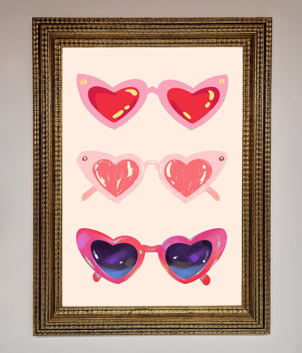 Heart Sunglasses Framed Poster - Zestio