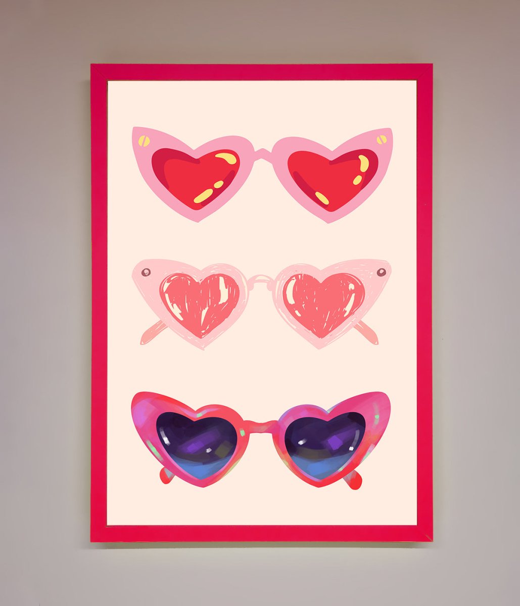 Heart Sunglasses Framed Poster - Zestio