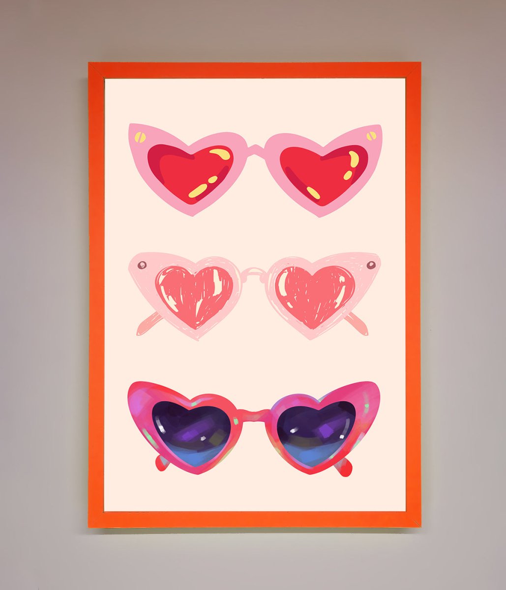 Heart Sunglasses Framed Poster - Zestio