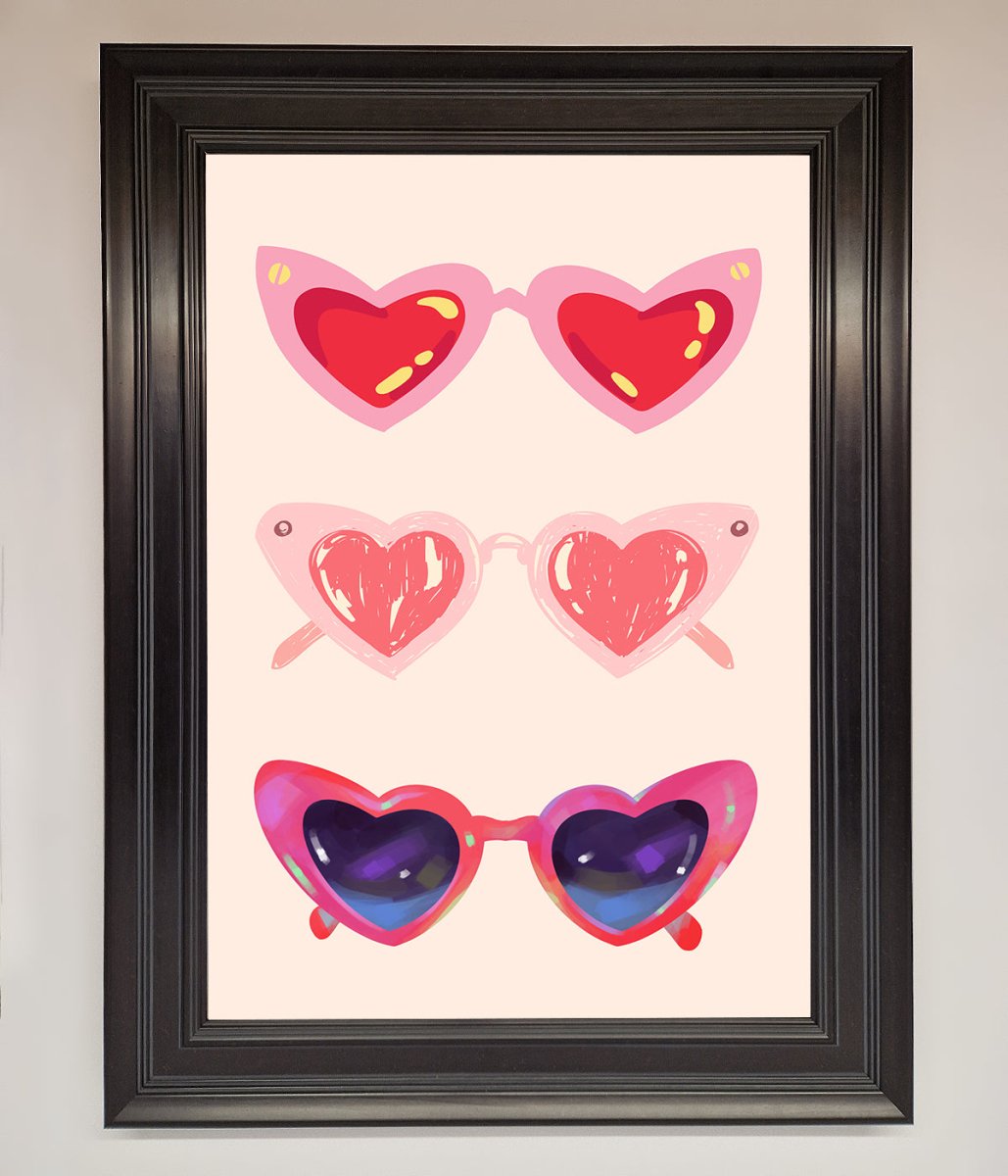 Heart Sunglasses Framed Poster - Zestio