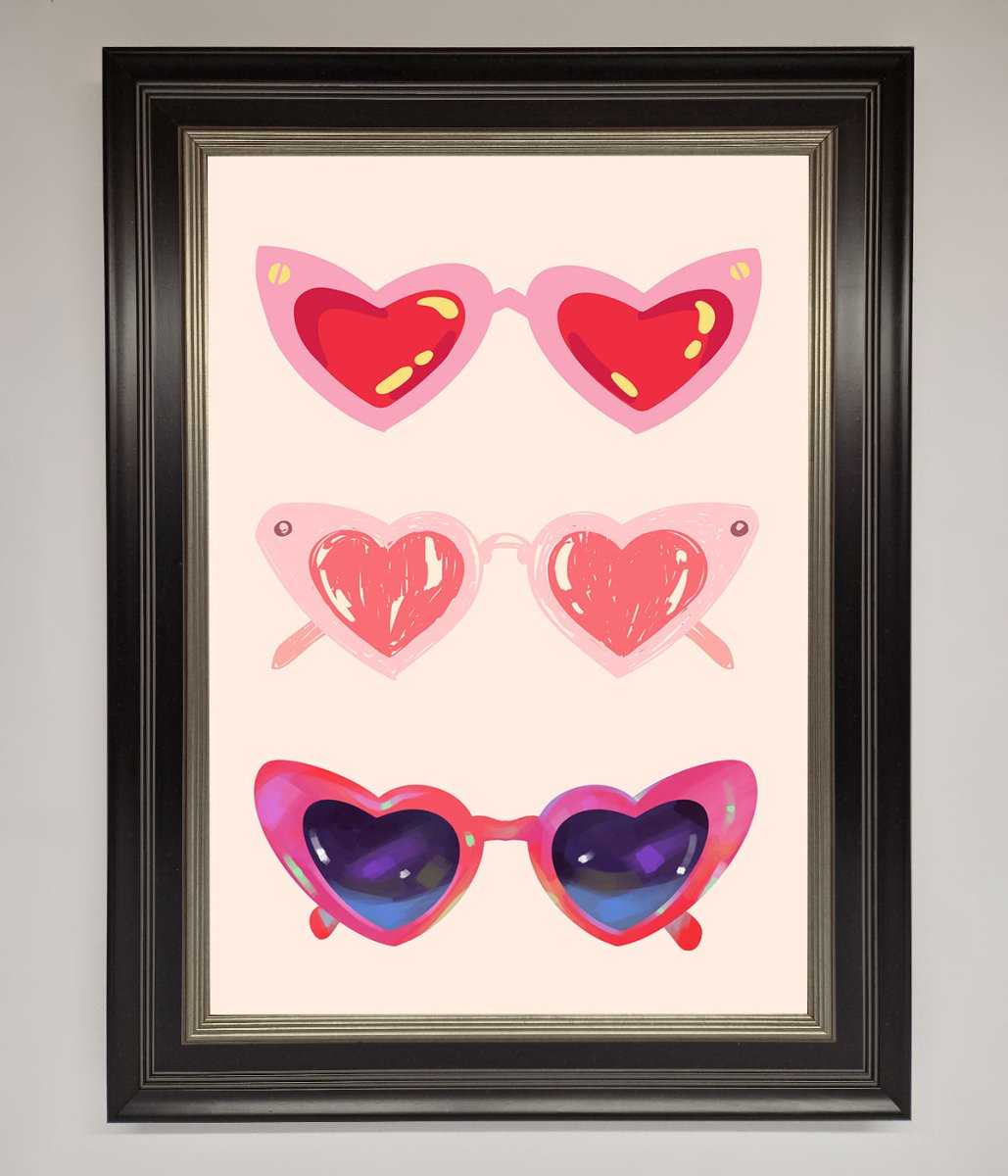 Heart Sunglasses Framed Poster - Zestio