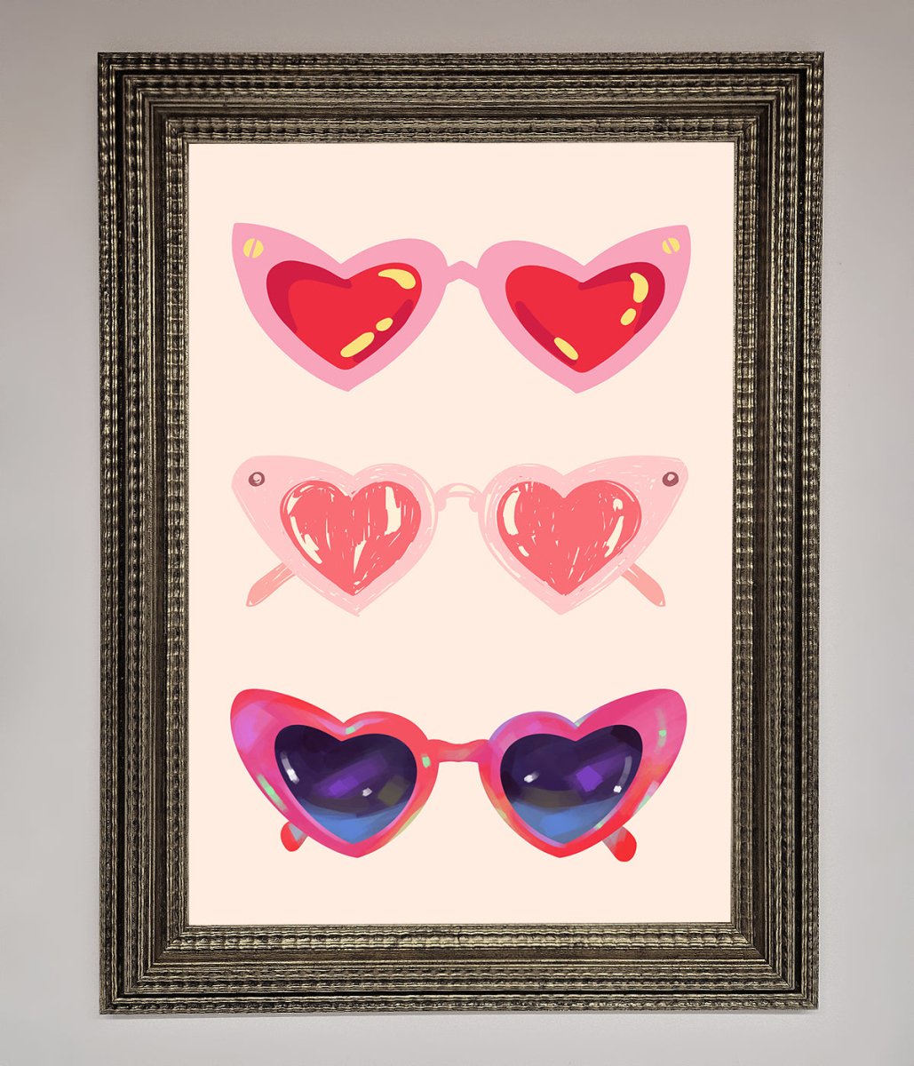 Heart Sunglasses Framed Poster - Zestio