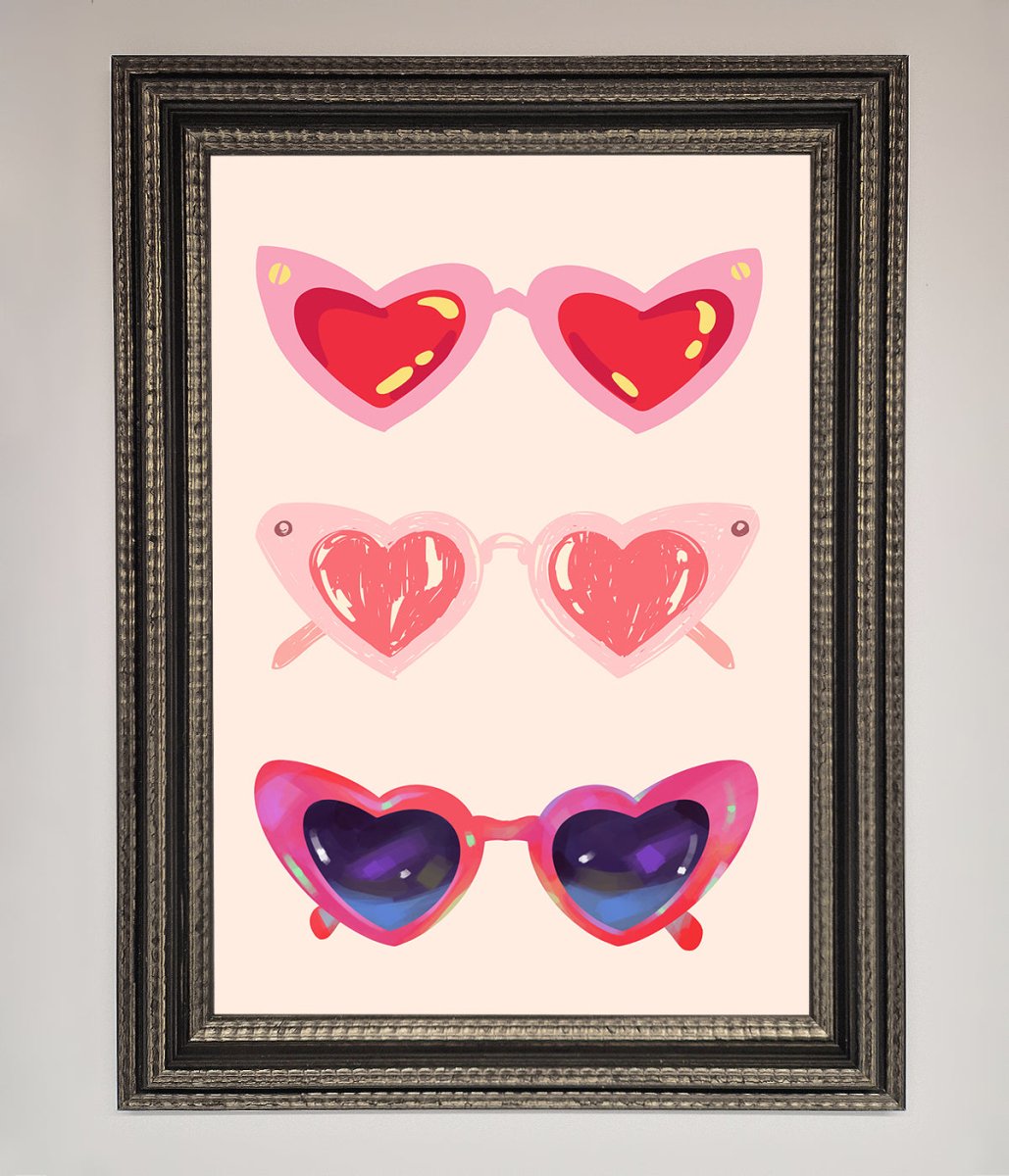 Heart Sunglasses Framed Poster - Zestio