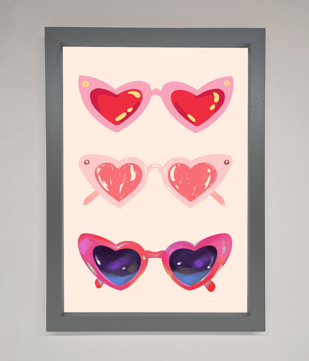 Heart Sunglasses Framed Poster - Zestio