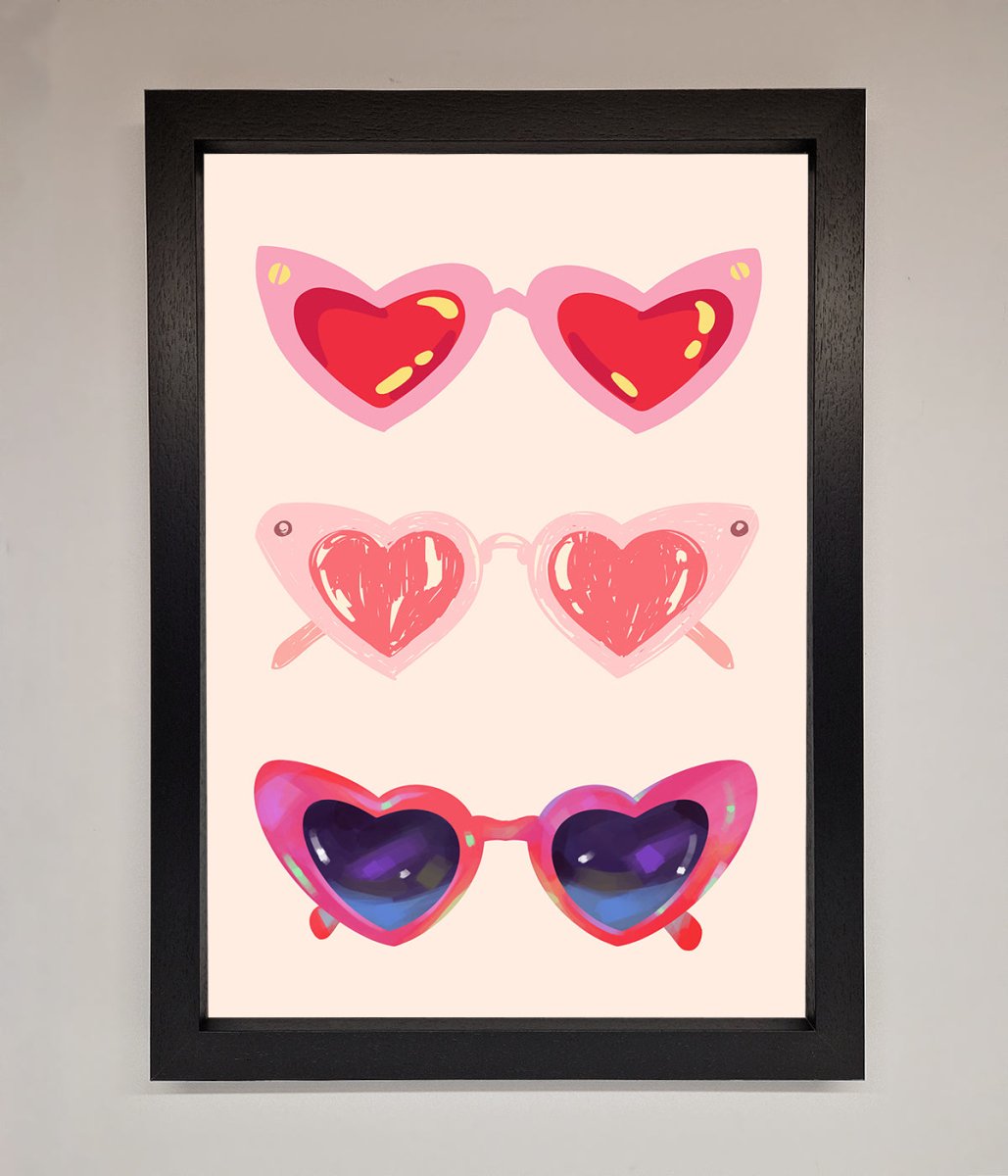 Heart Sunglasses Framed Poster - Zestio