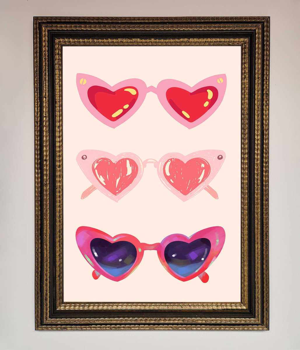 Heart Sunglasses Framed Poster - Zestio