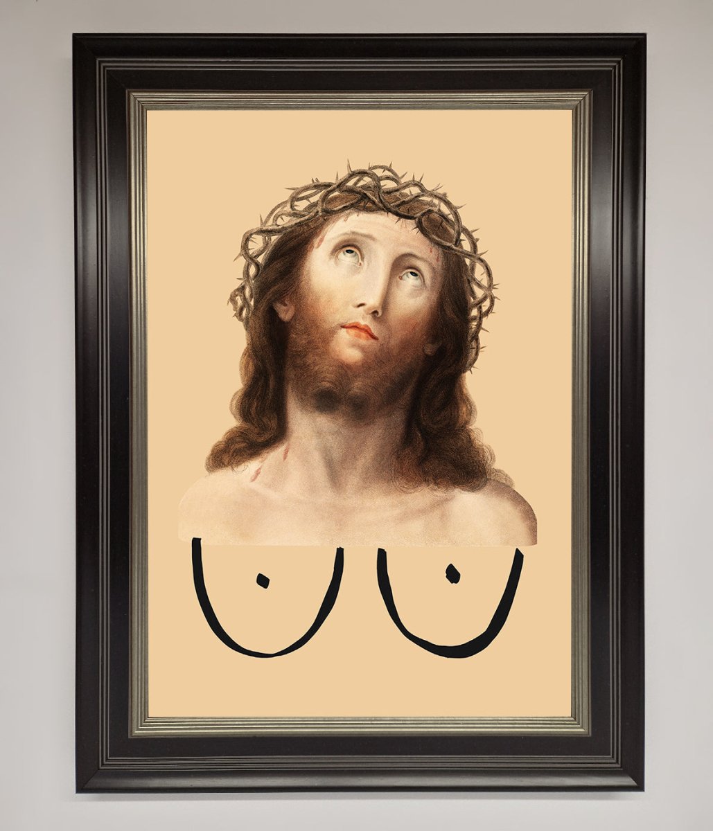 Jesus Breasts Framed Poster - Zestio