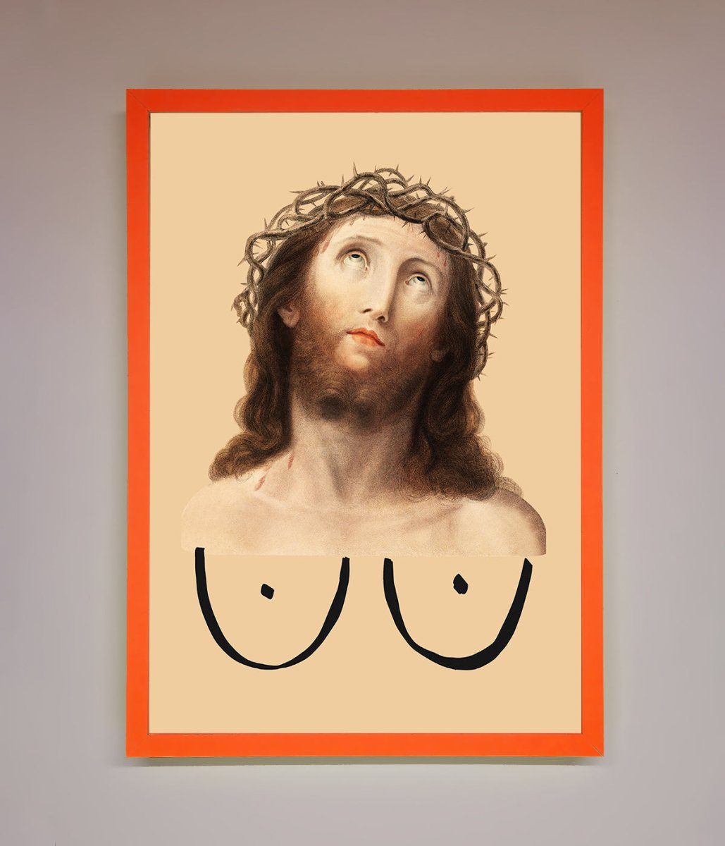 Jesus Breasts Framed Poster - Zestio