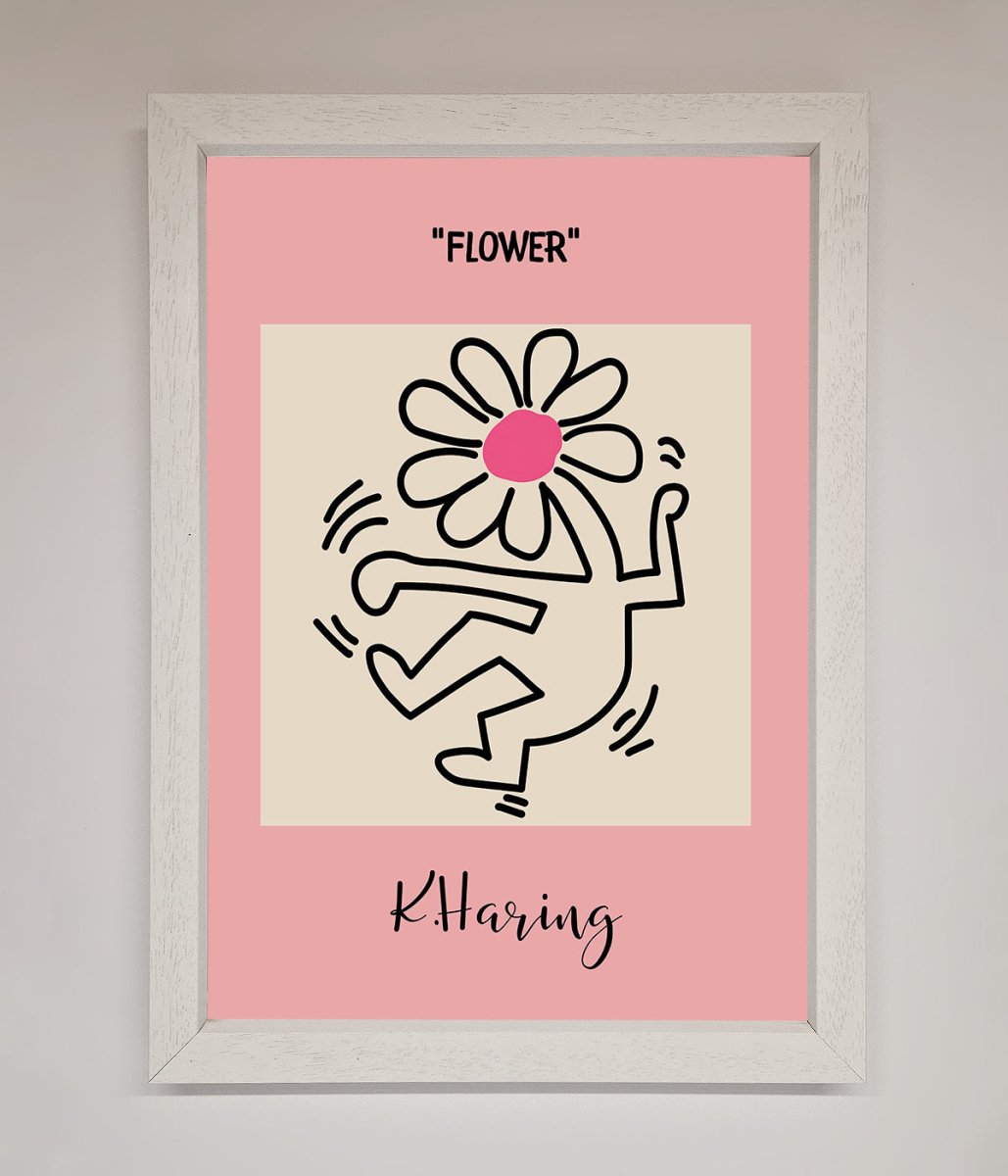 Keith Haring Flower Pink Framed Poster - Zestio