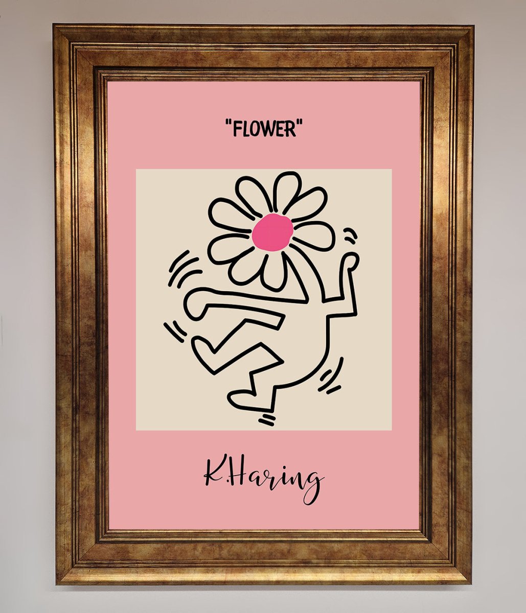 Keith Haring Flower Pink Framed Poster - Zestio