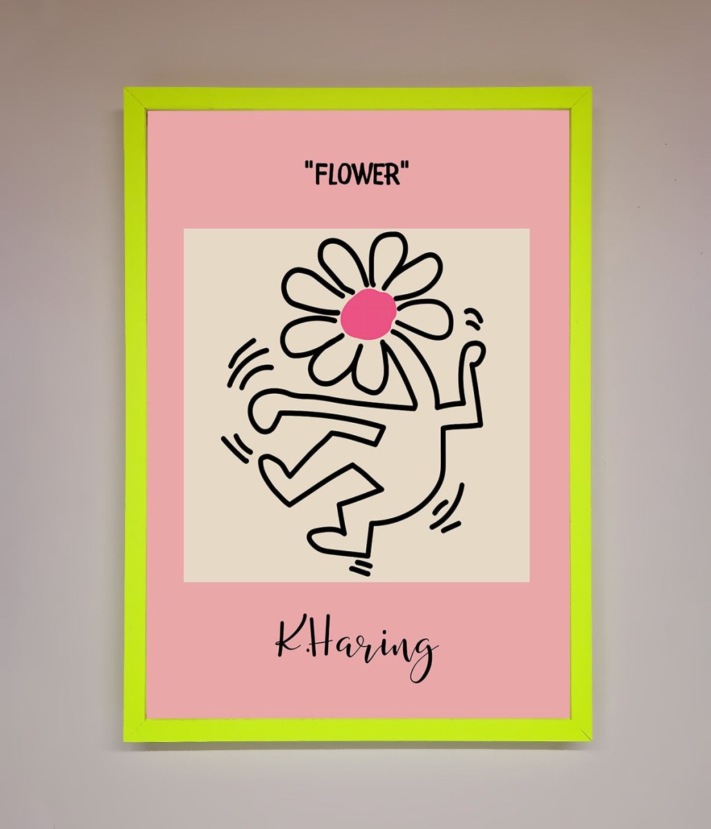 Keith Haring Flower Pink Framed Poster - Zestio