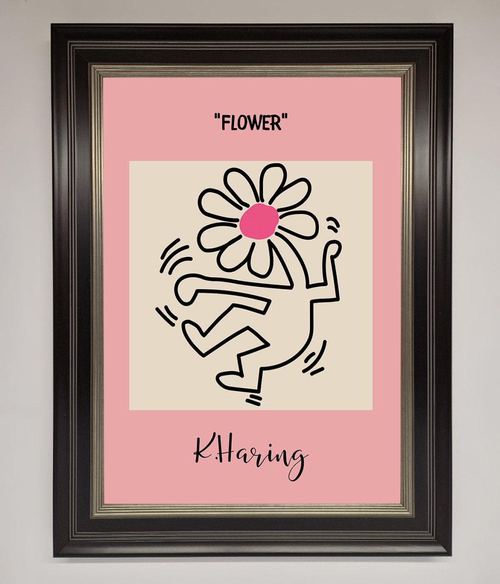 Keith Haring Flower Pink Framed Poster - Zestio