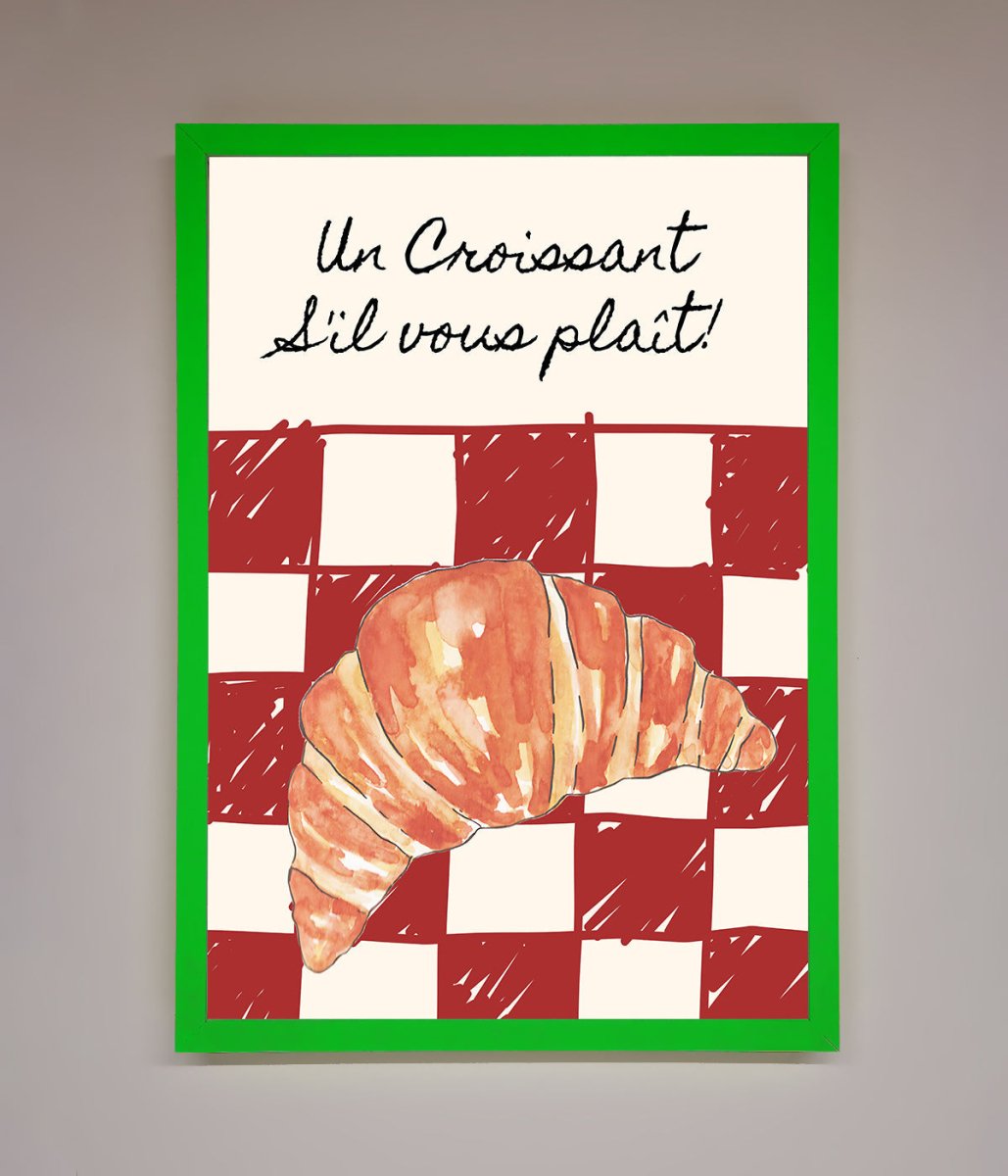 Kitchen Croissant Red Check Framed Print - Zestio