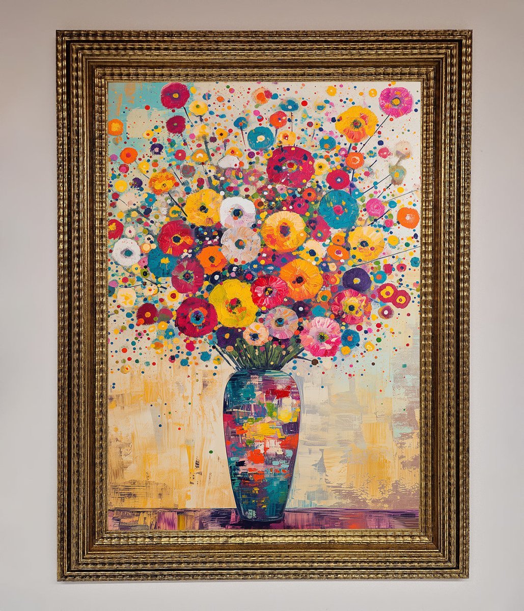 Klimt Style Flowers Framed Poster - Zestio