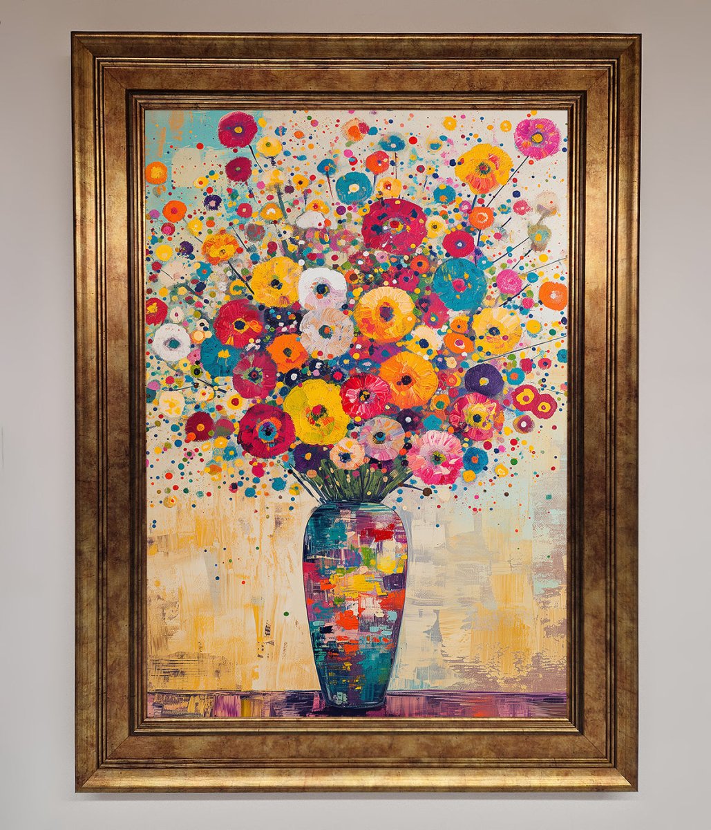 Klimt Style Flowers Framed Poster - Zestio
