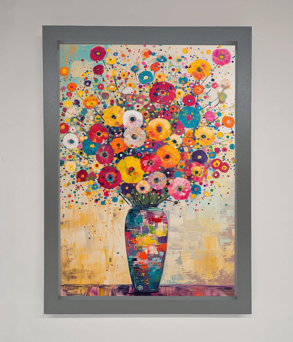 Klimt Style Flowers Framed Poster - Zestio