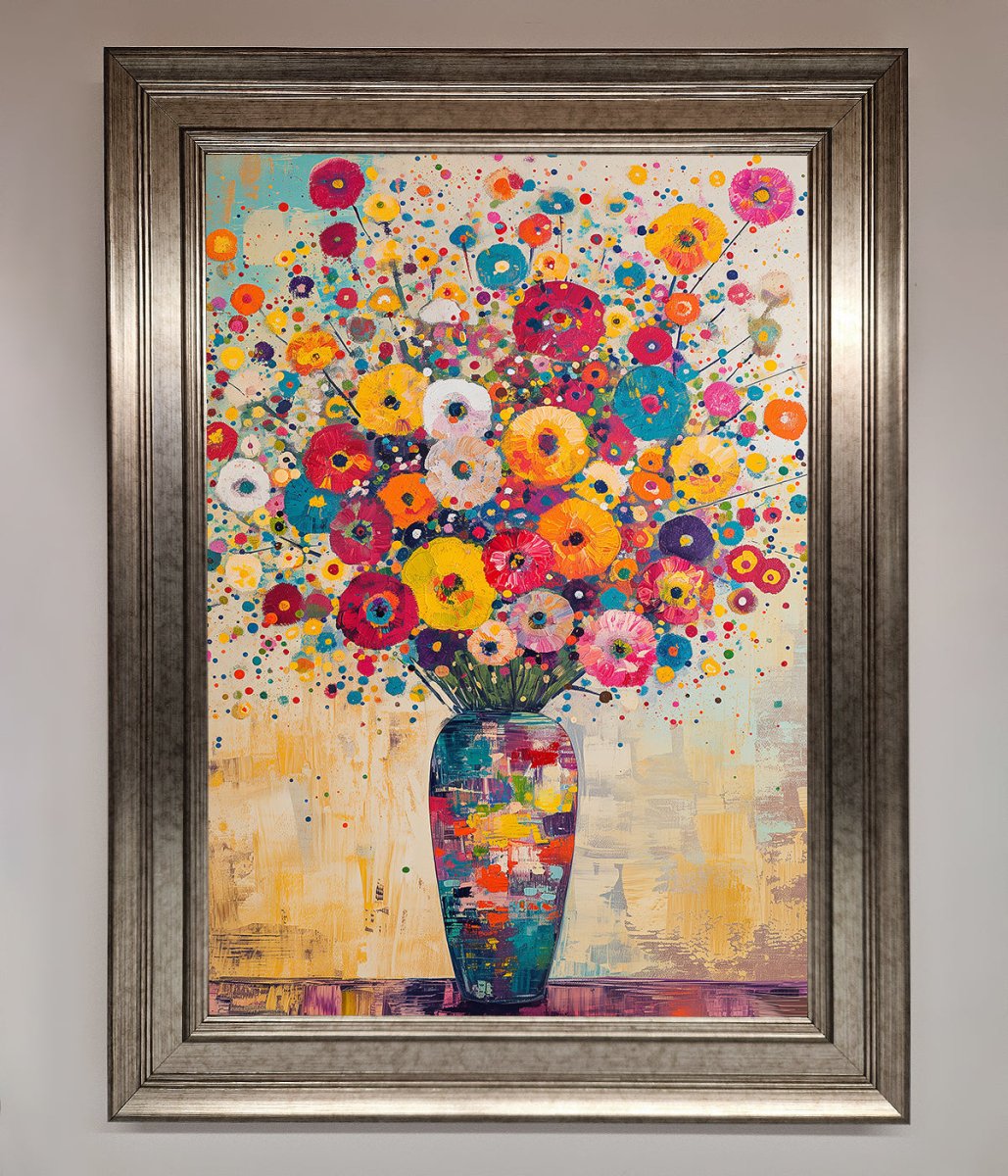 Klimt Style Flowers Framed Poster - Zestio