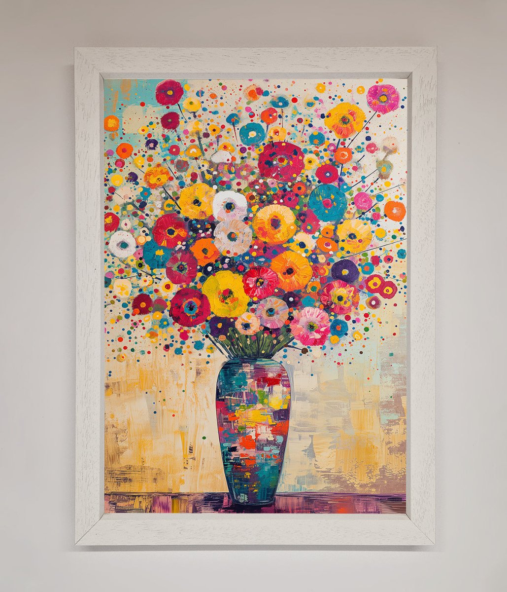 Klimt Style Flowers Framed Poster - Zestio
