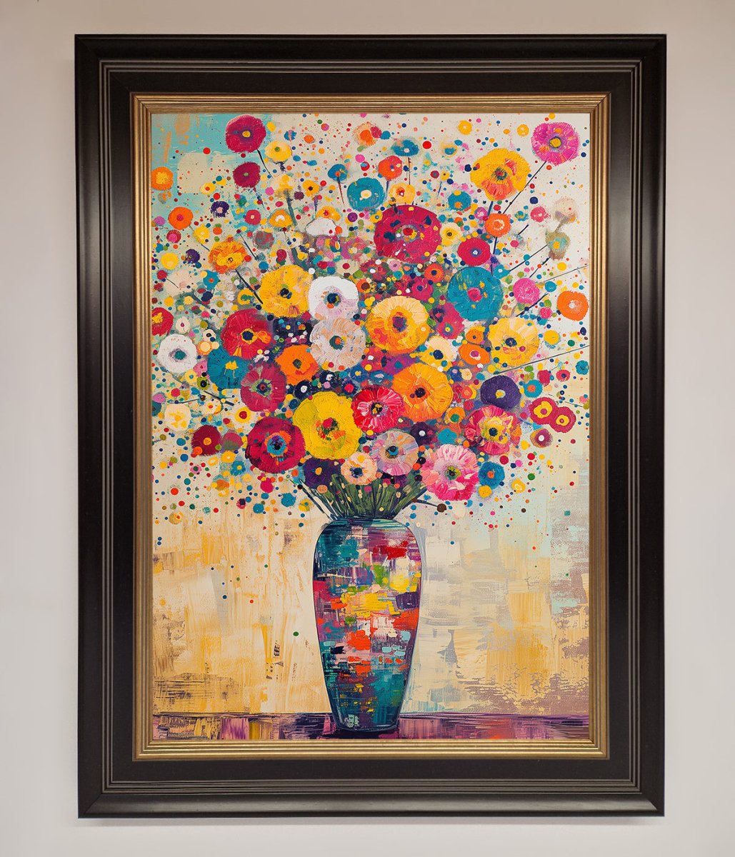 Klimt Style Flowers Framed Poster - Zestio
