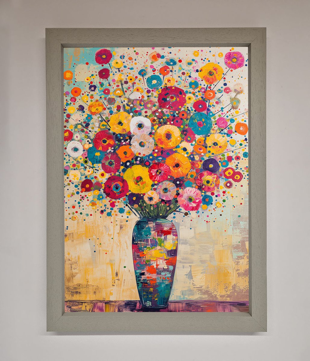 Klimt Style Flowers Framed Poster - Zestio