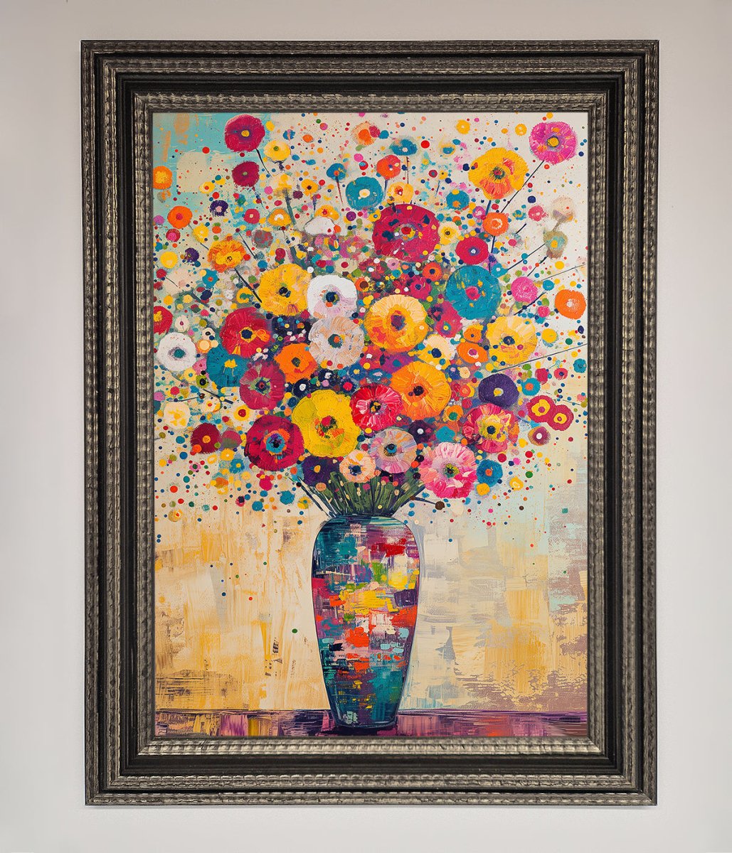 Klimt Style Flowers Framed Poster - Zestio