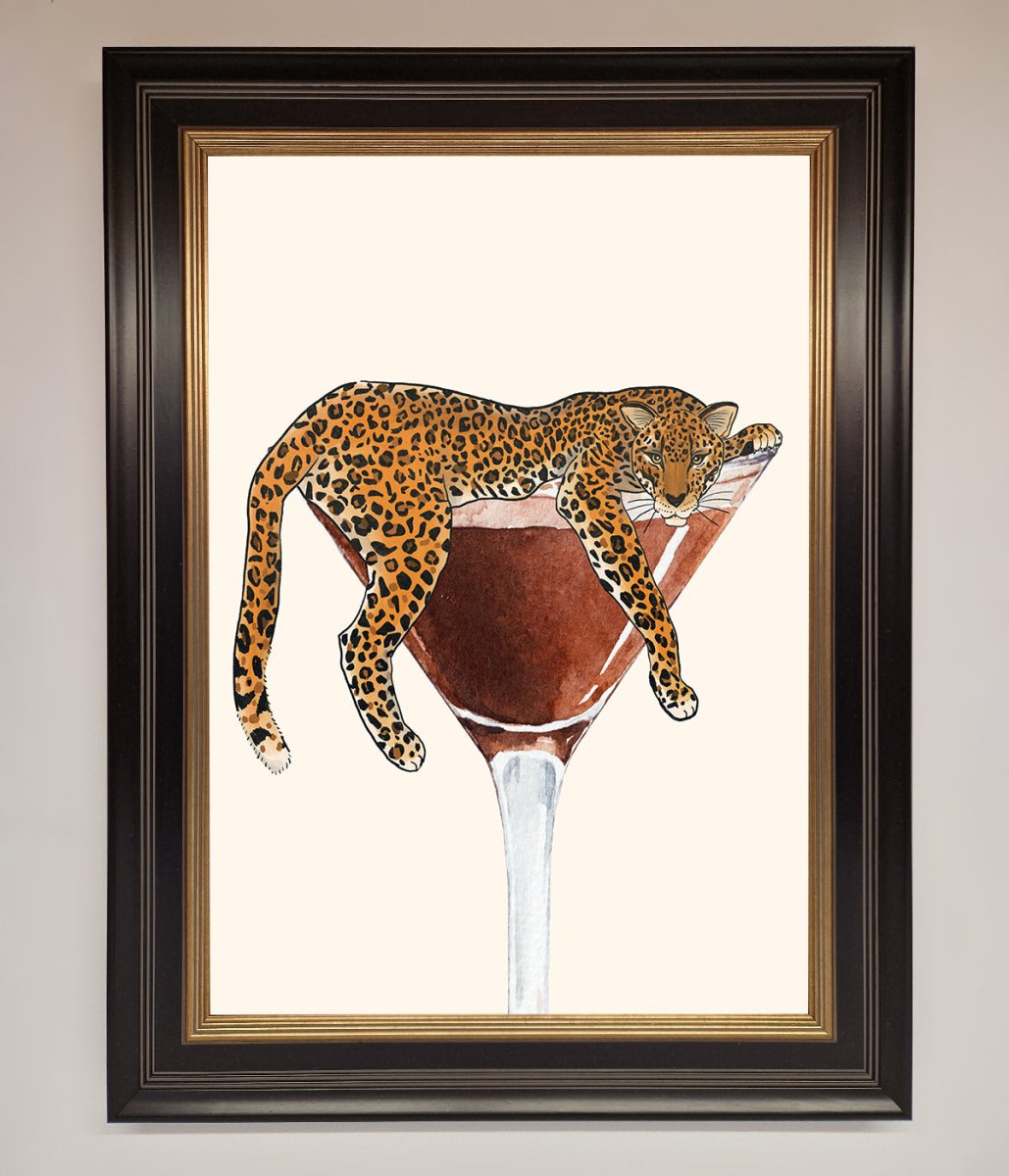 Lazy Leopard Martini Framed Poster - Zestio