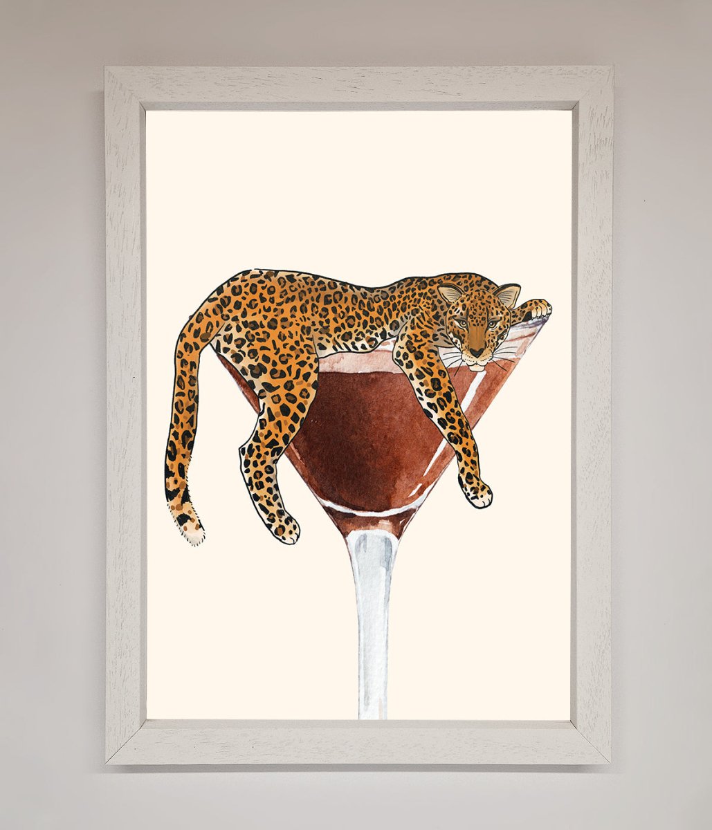 Lazy Leopard Martini Framed Poster - Zestio