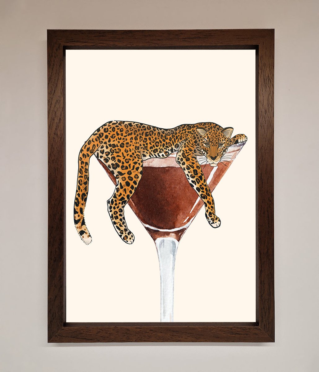 Lazy Leopard Martini Framed Poster - Zestio