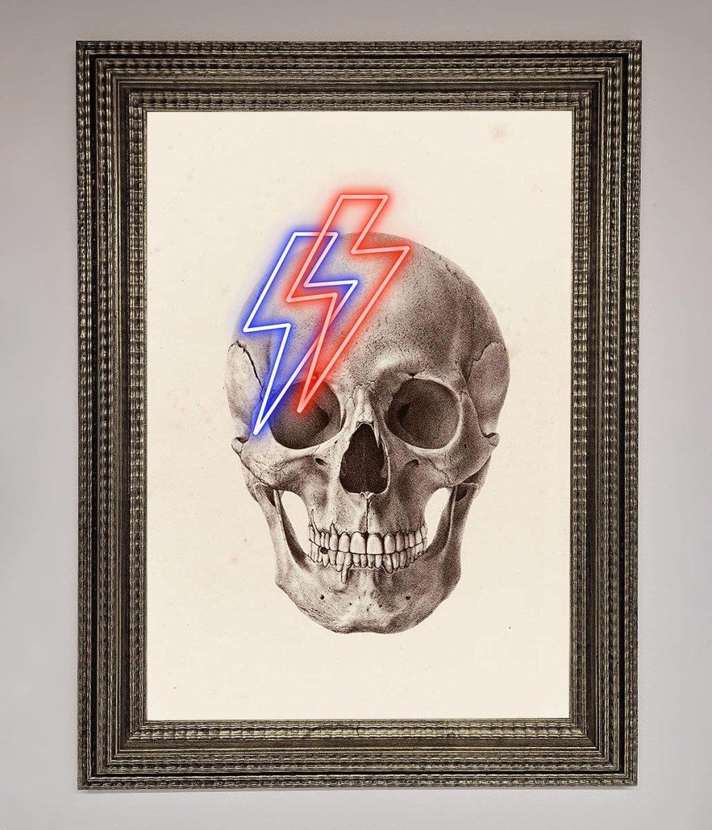 Lightning Skull Framed Print - Zestio