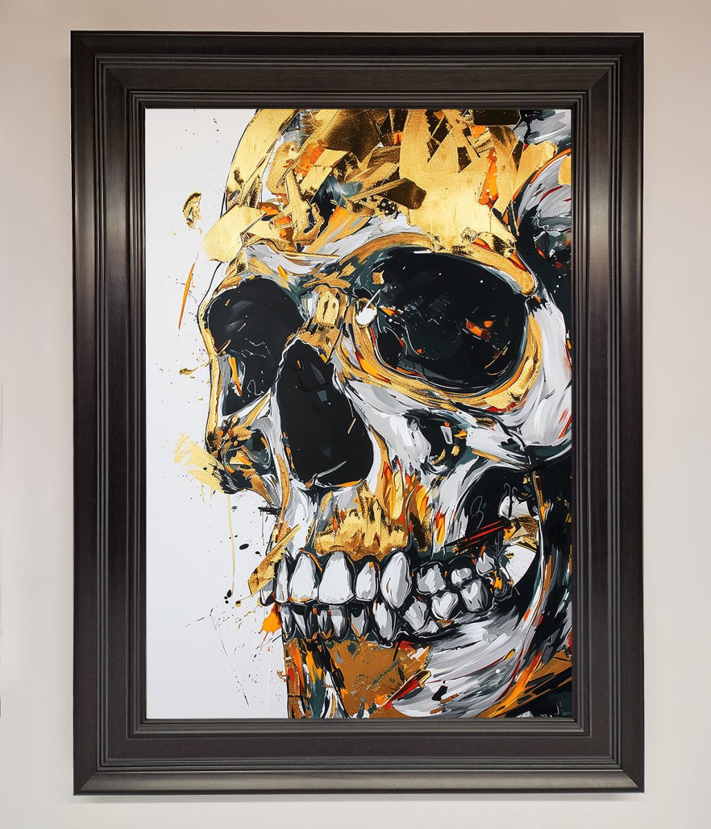 Liquid Gold Skull Framed Print - Zestio
