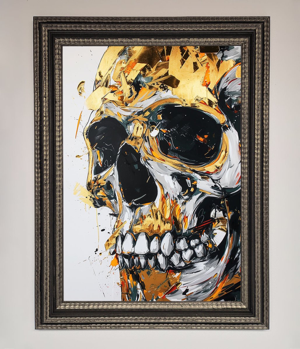 Liquid Gold Skull Framed Print - Zestio