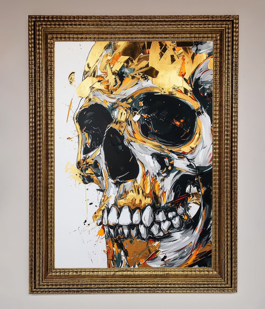 Liquid Gold Skull Framed Print - Zestio